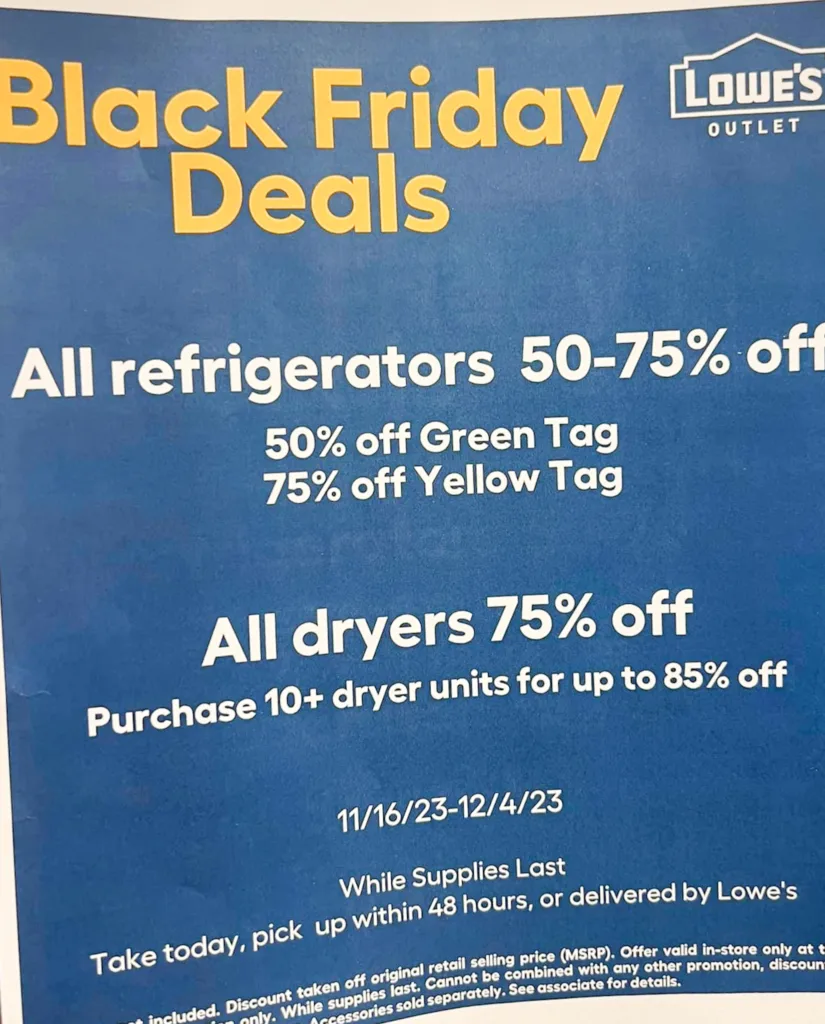 Lowes Outlet Black Friday Deals sign